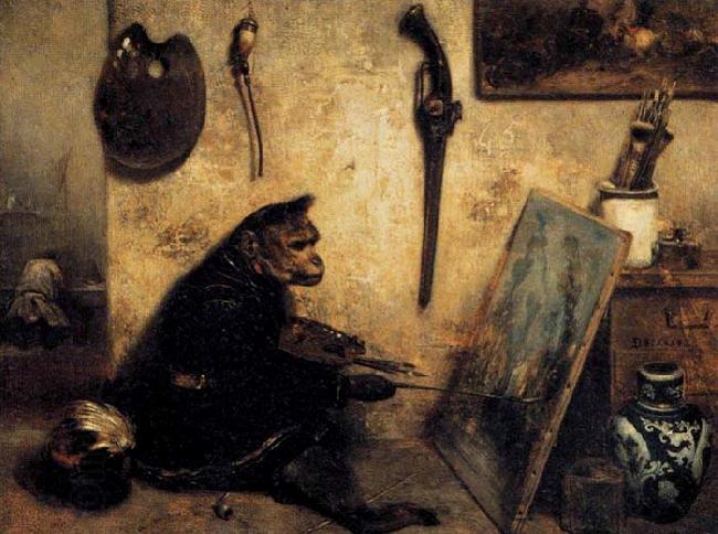 Alexandre Gabriel Decamps The Monkey Painter China oil painting art